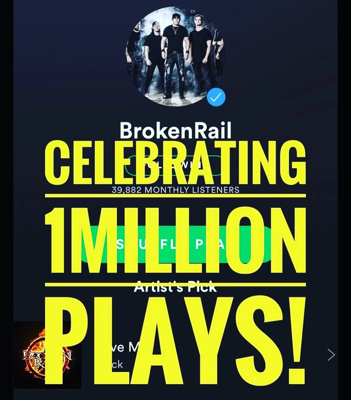 BrokenRail hits 1 MILLION Spotify Plays