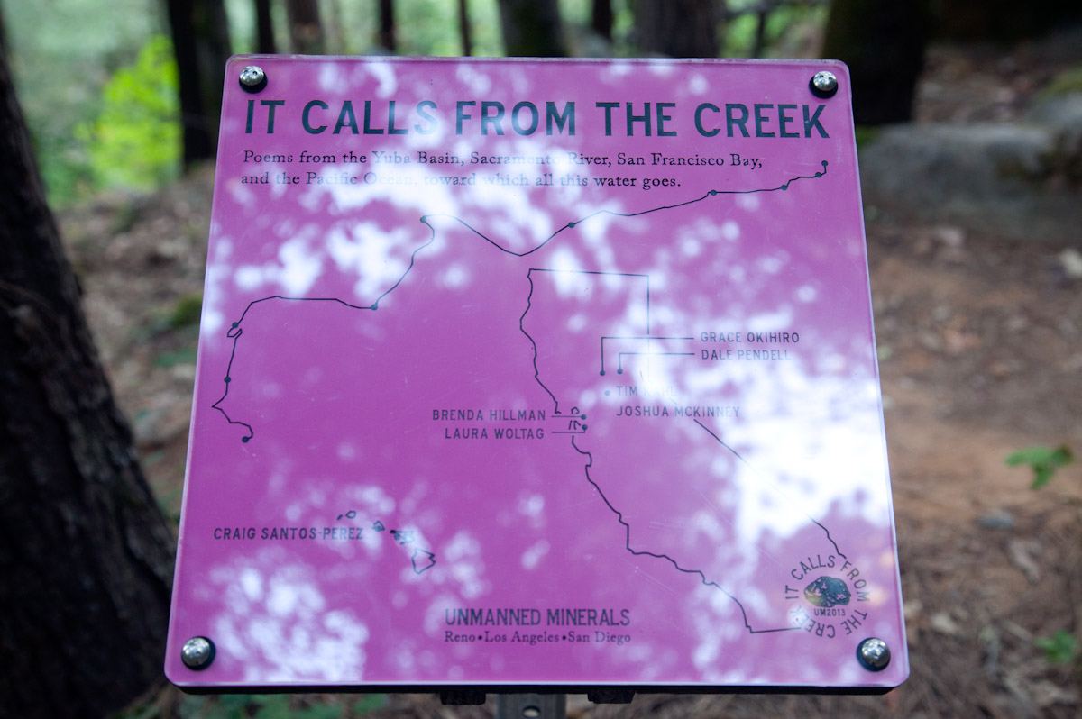 Trailhead map gives overview of poetic markers along the trail.