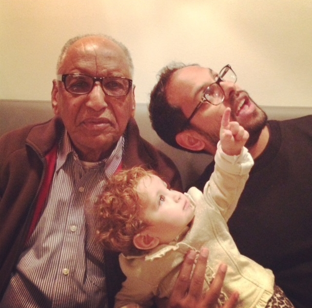 Mia with dad and grandad