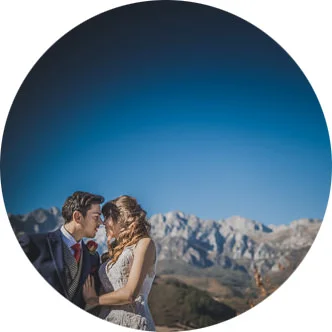 Wedding destination photo of a couple on their destination wedding day in Spain 
