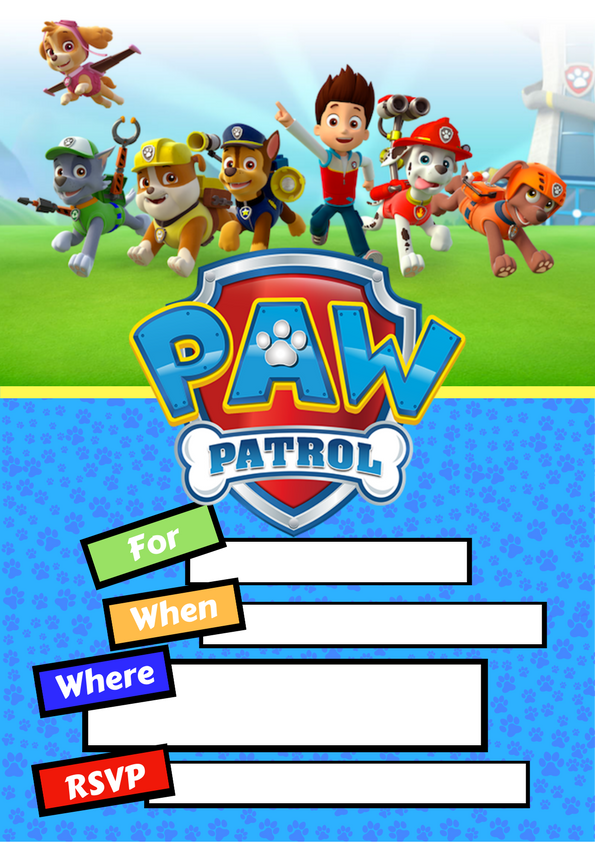 Paw Patrol Party Invite