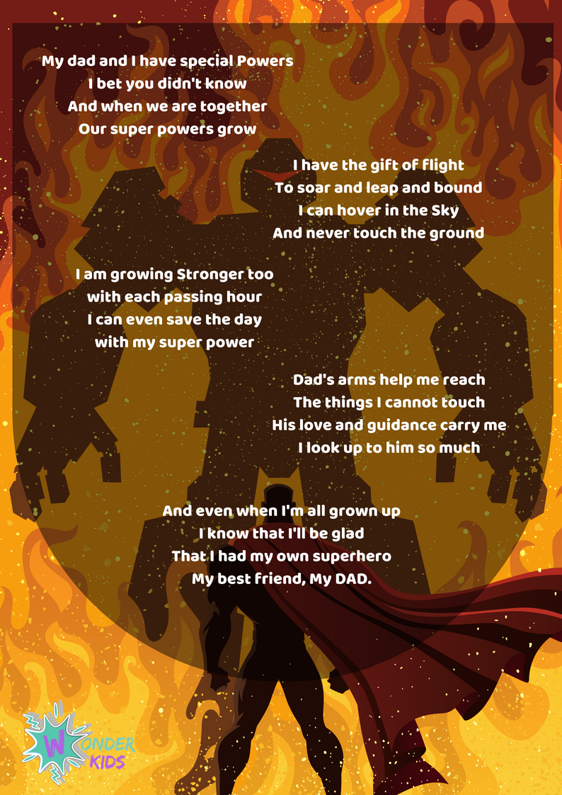 My Hero Fathers Day Set Wonder Kids I'm not a monster poem. my hero fathers day set wonder kids