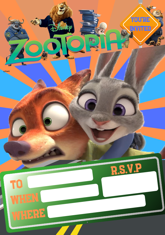 Zootopia Invite