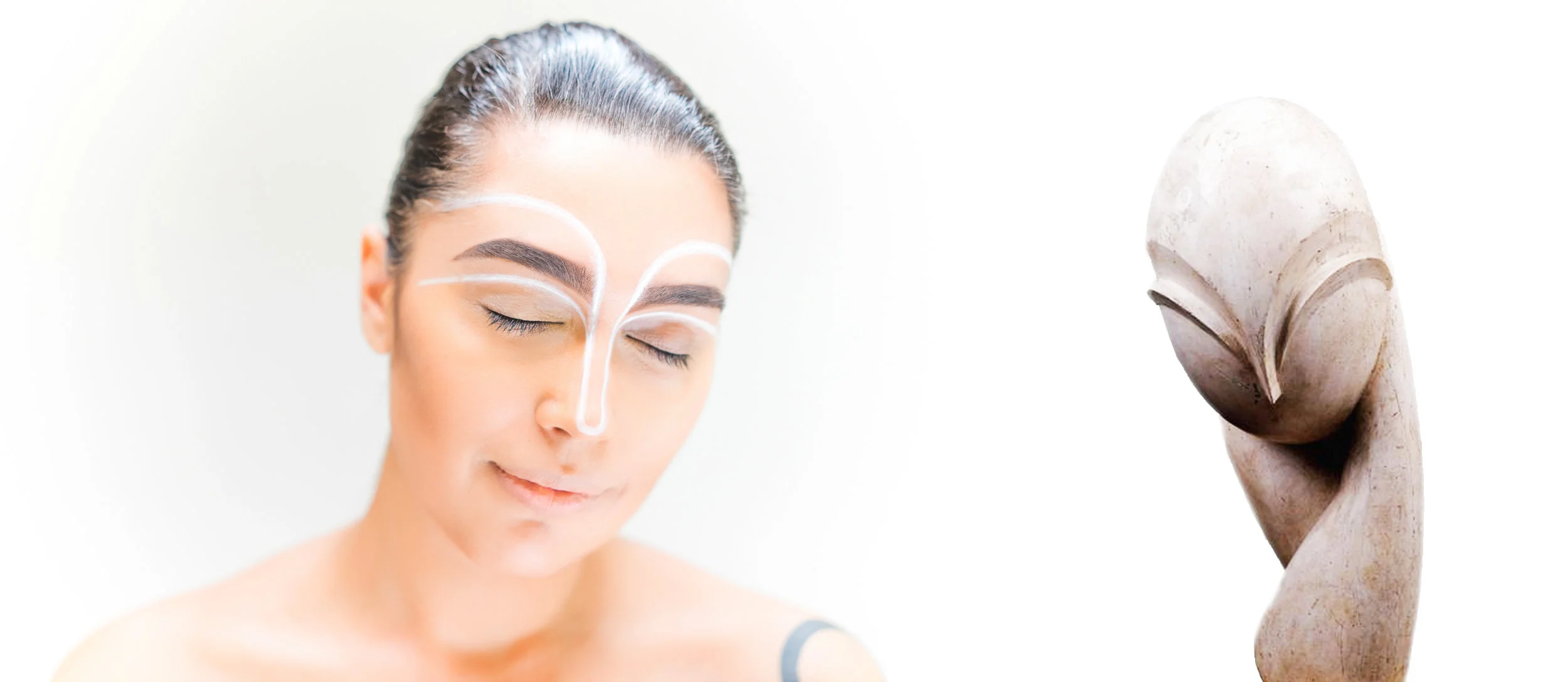 Lines of Peace | makeup, photo, collage | Inspired by "Mademoiselle Pogany" - Constantin Brancusi
