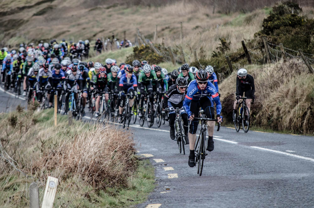 Sean Lacey on the attack up Gleann na nGealt ©Karen M.Edwards