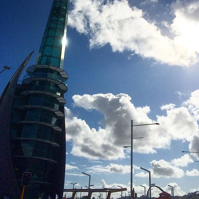 #perthphotographer #belltower #clouds #bluesky #perthcityaus #barrackstreetjetty
