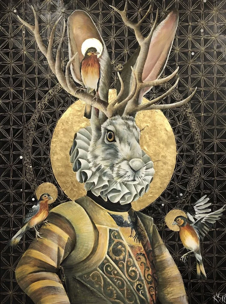 Sweet Nothings 2018 Available.. 36"x 48" Encaustic &amp; Gold Leaf on Panel