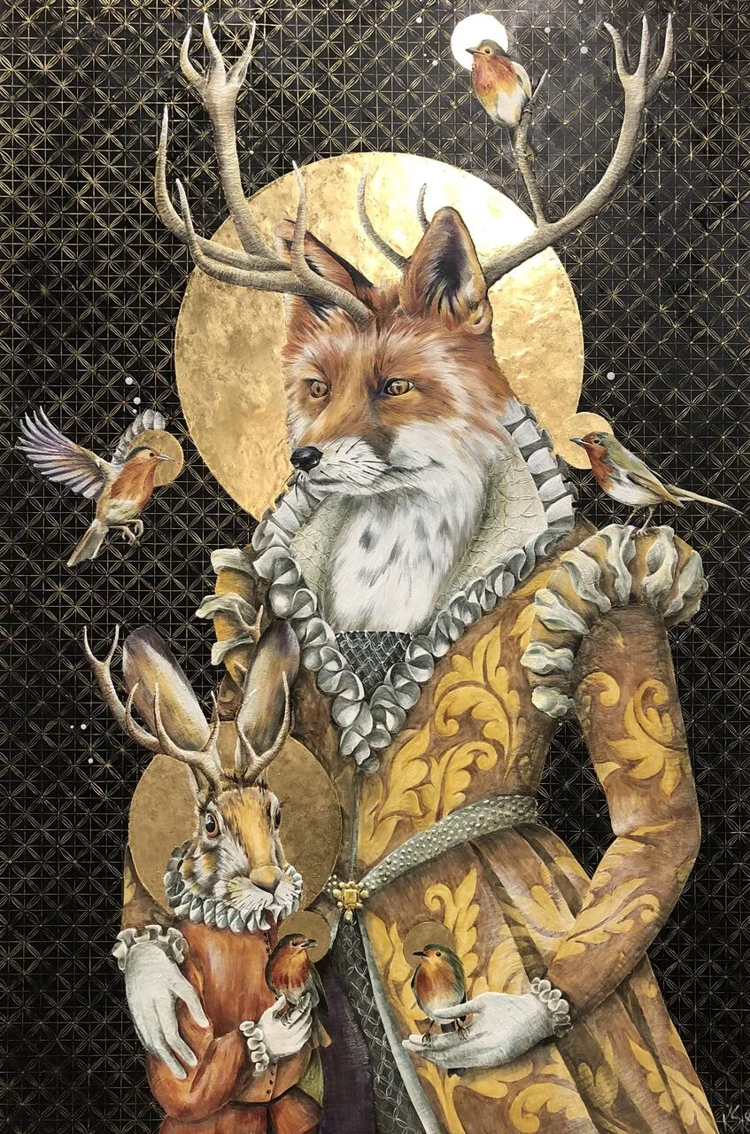 Family Portrait 2018 Available.. 48"x 72" Encaustic &amp; Gold leaf on Panel