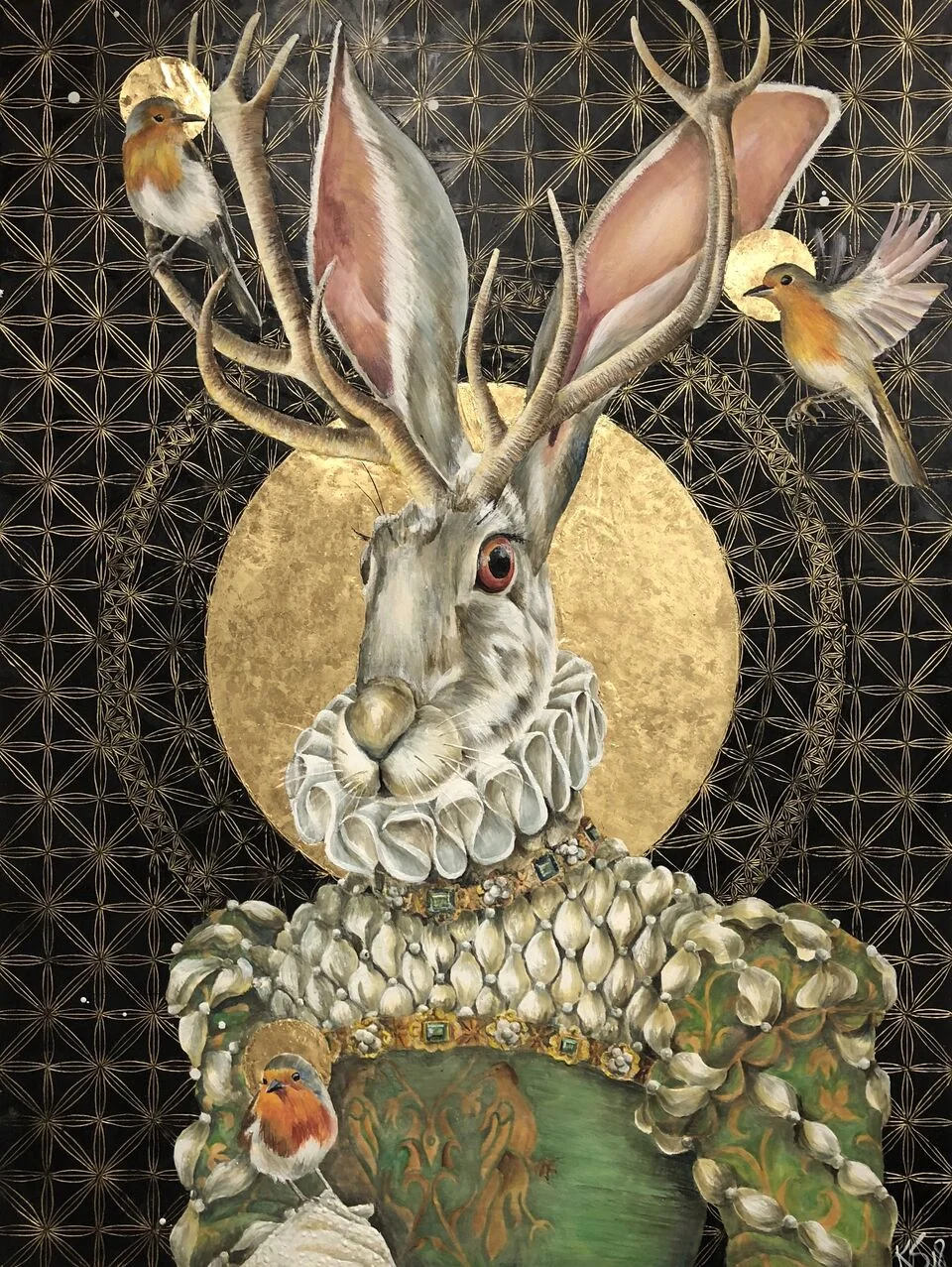 Tell Me Your Secret 2018 Available.. 36"x 48" Encaustic &amp; Gold Leaf on Panel