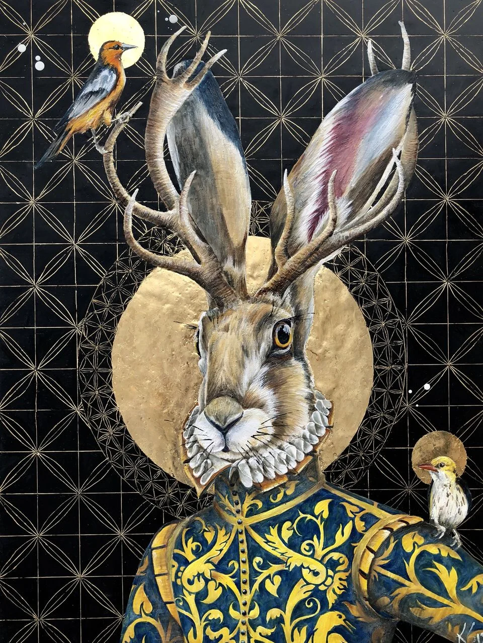 Morning Song Of The Gilded Dawn 2018 Available.. 30"x 40" Encaustic &amp; Gold leaf on Panel