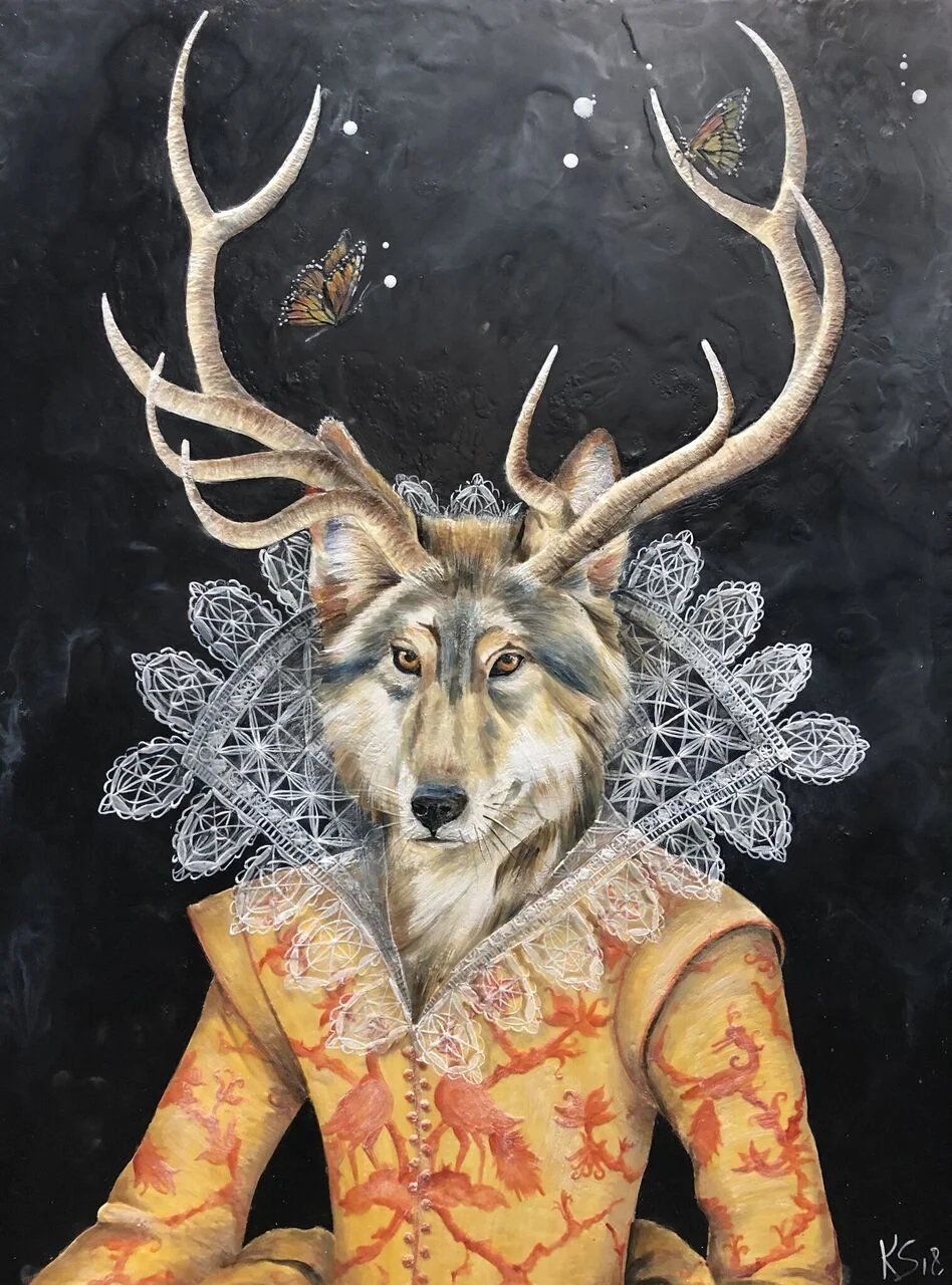 Monarchs In My Mimosa 2018 Available.. 30"x40" Encaustic on Panel