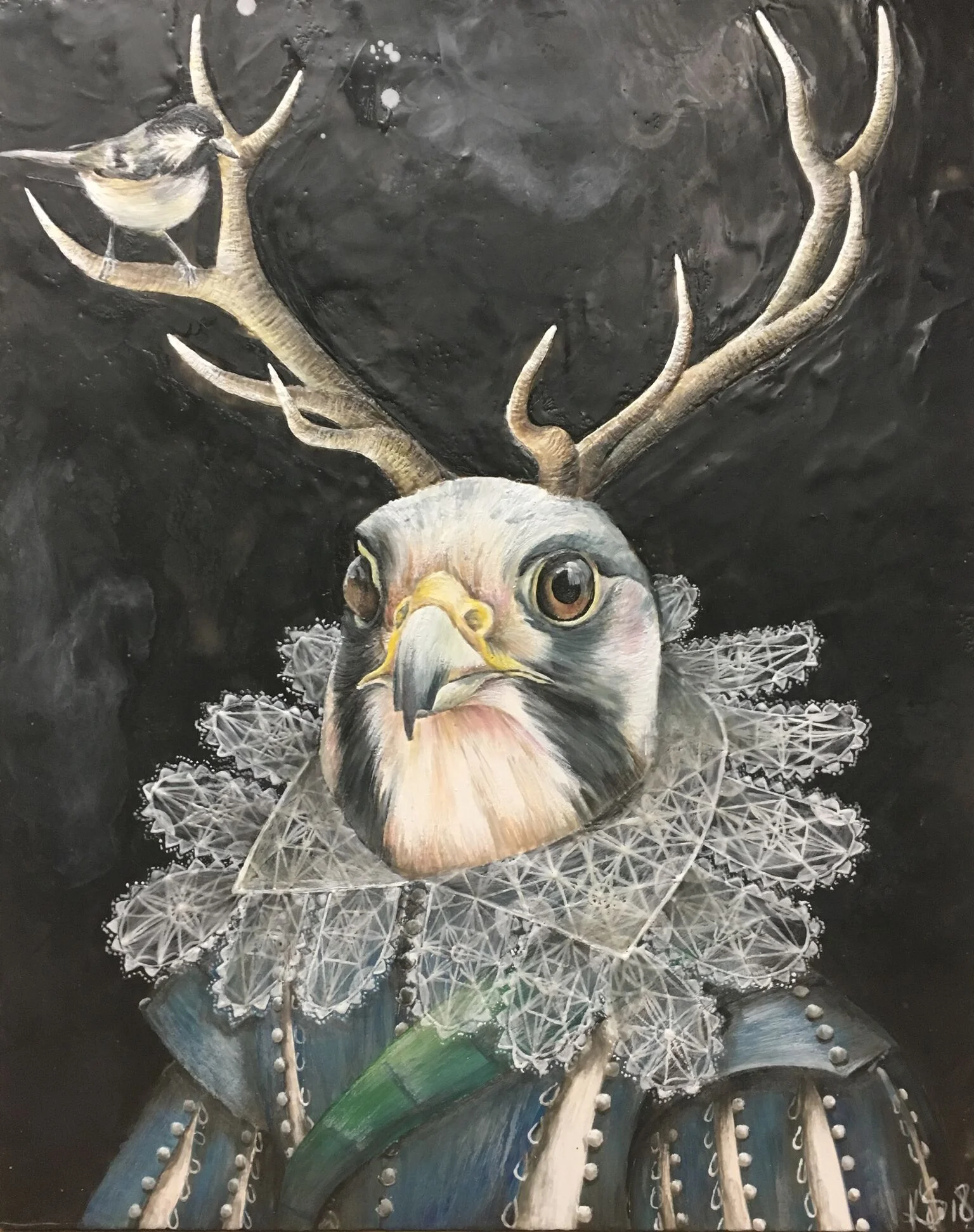 Feathered Finery 2018 24"x 30" Encaustic on Panel SOLD