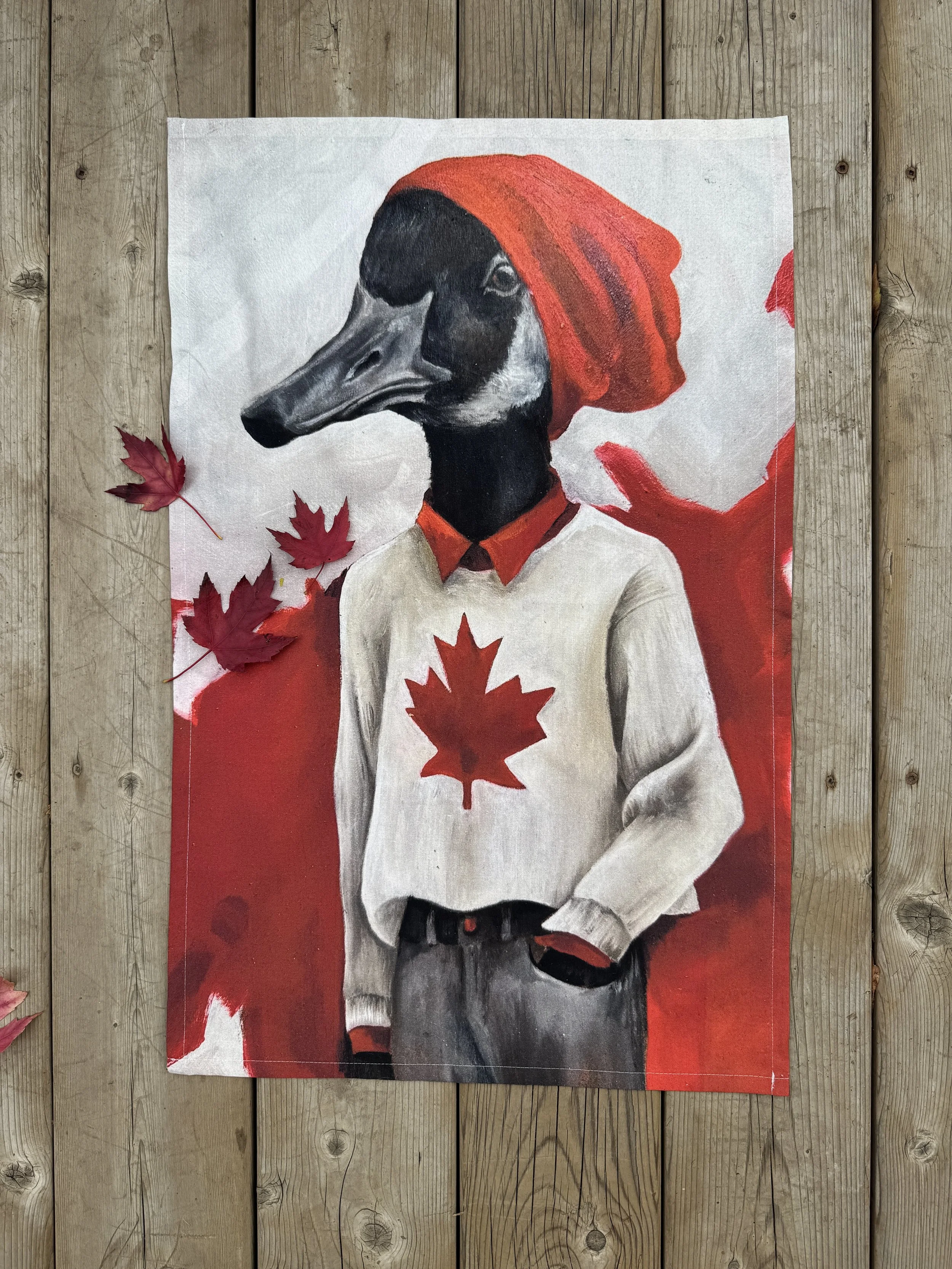 Canada goose tea towel made in Canada great Canadian gift idea. Canadian patriotic gifts
