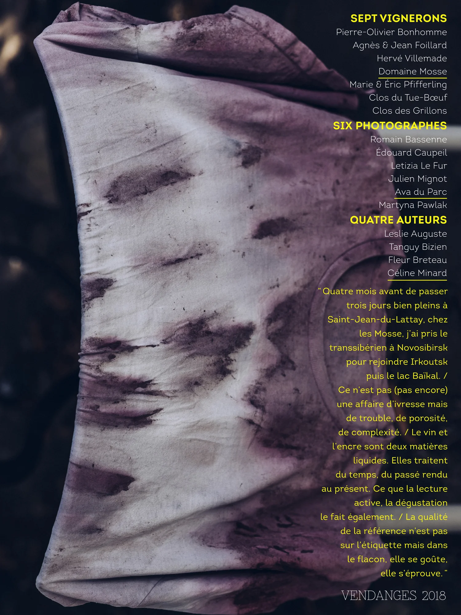 Je souscris à Vendanges 2018 - Le premier livre