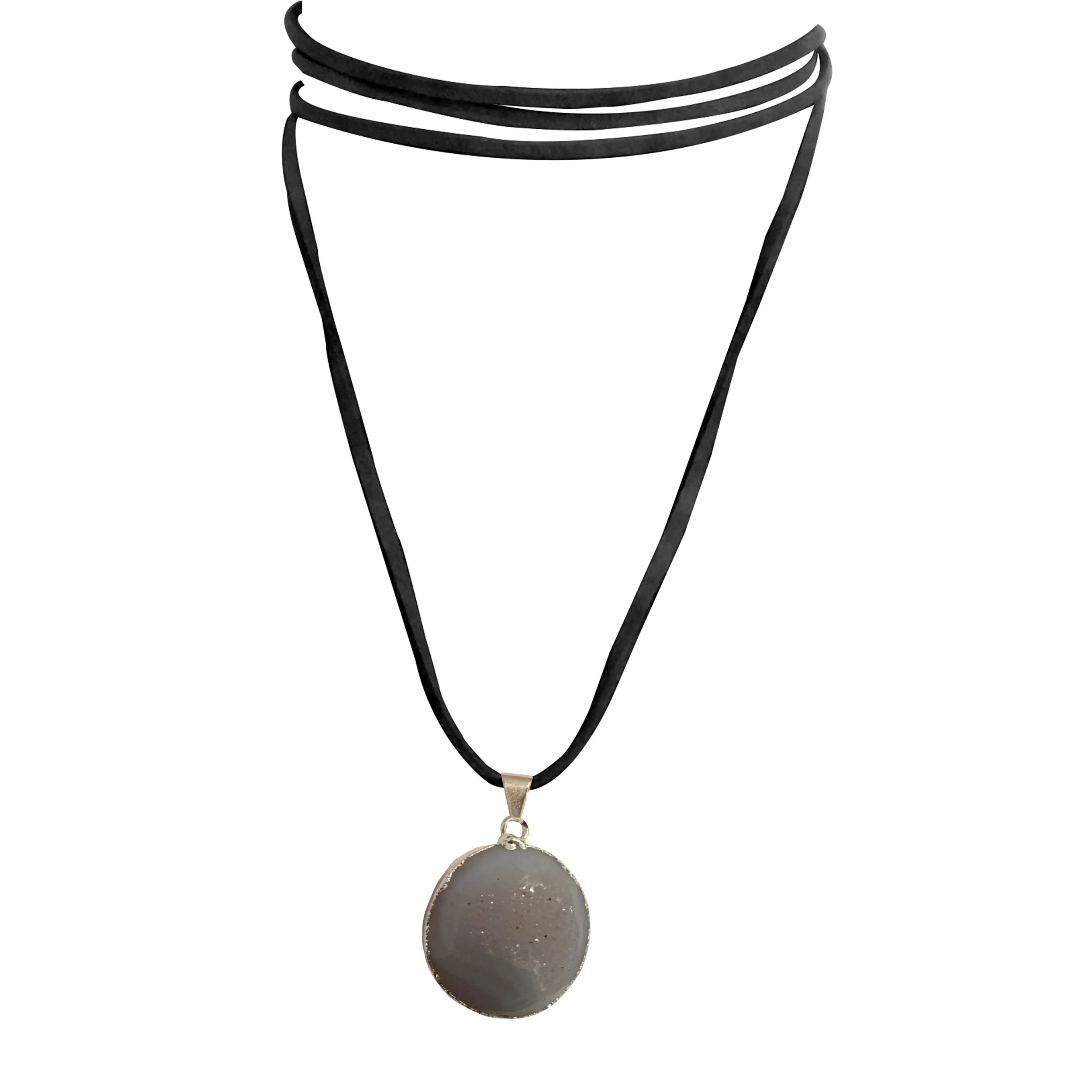 Perfect Circle Stone Gray Window Druzy - W4S