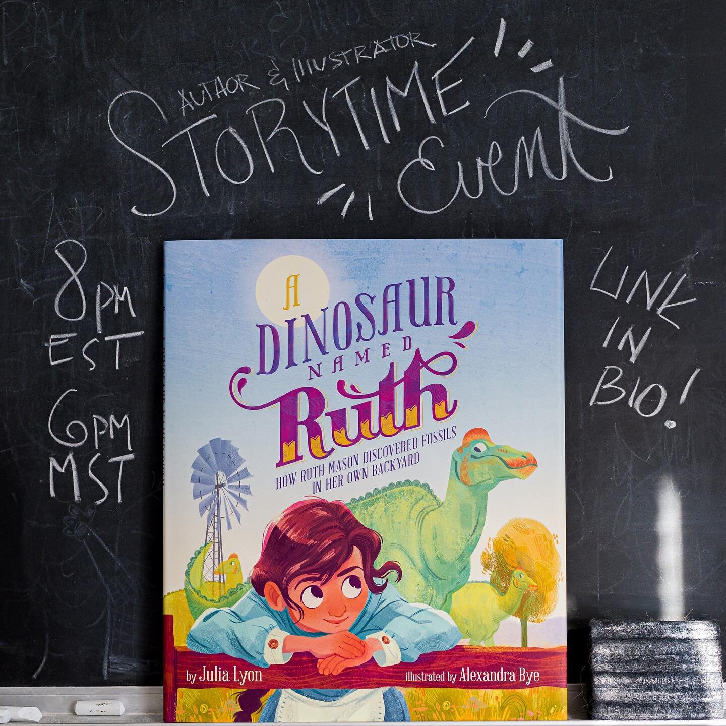 Join @julialyon.author of A Dinosaur Named Ruth and I tonight for a virtual storytelling event hosted by @kingsenglishbookshop at 8pm EST and 6pm MST. If you&rsquo;ve ever wondered how books were made this will be a great free chat to tune into! Regi