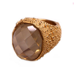 22K Gold & Faceted Moon Stone Ring