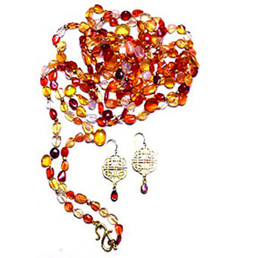 20K Gold & Fire Opal Set