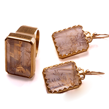 20K Gold & Dendritic Quartz