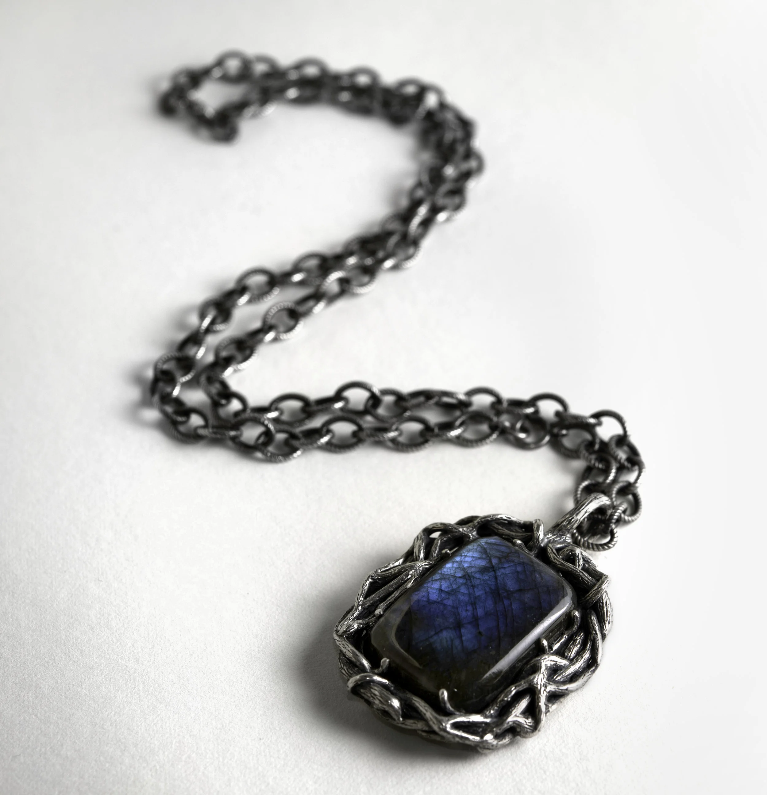 Sterling Silver Branch Pendant with Labradorite