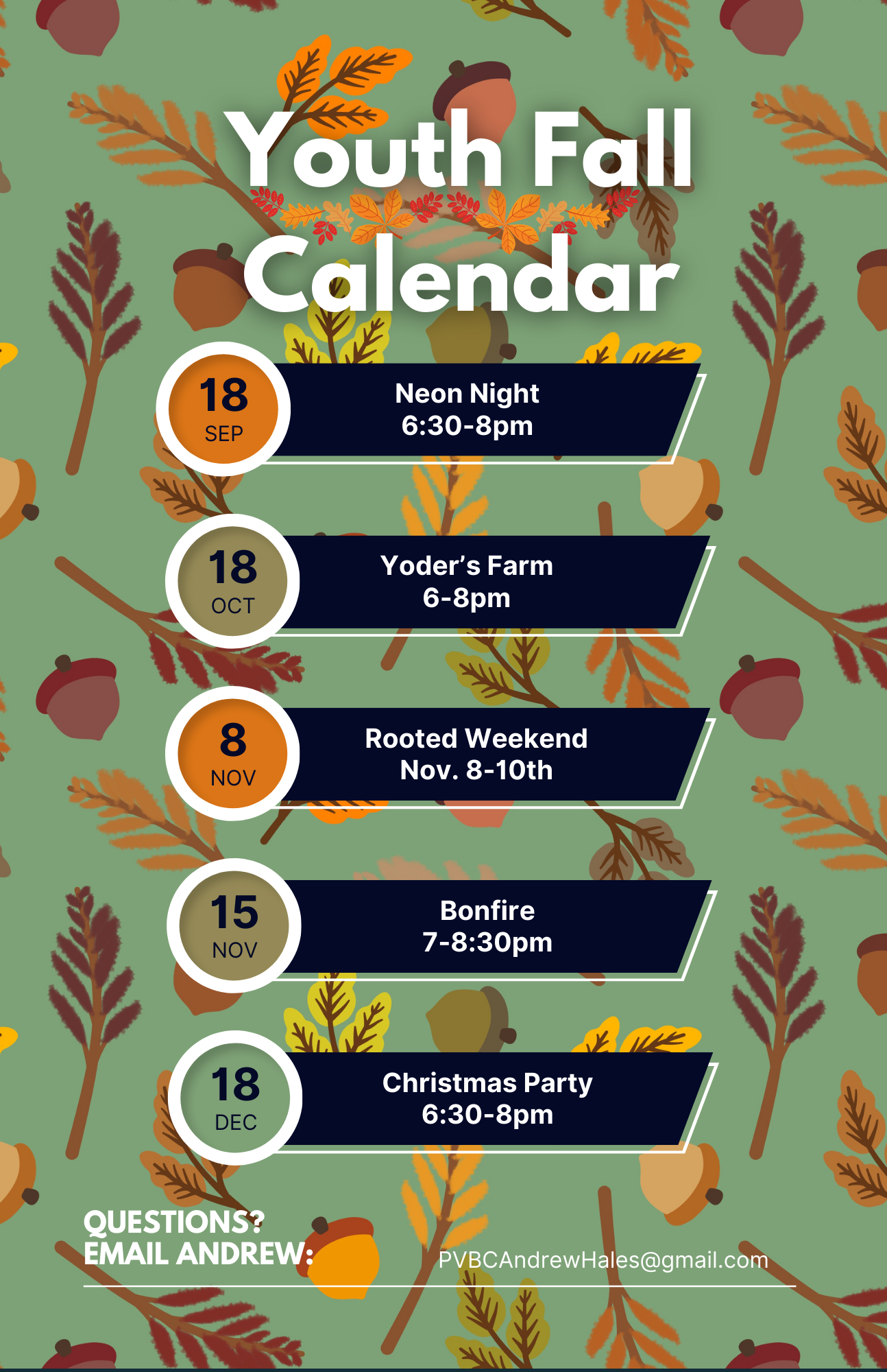 PVBC Youth Summer Events Calendar
