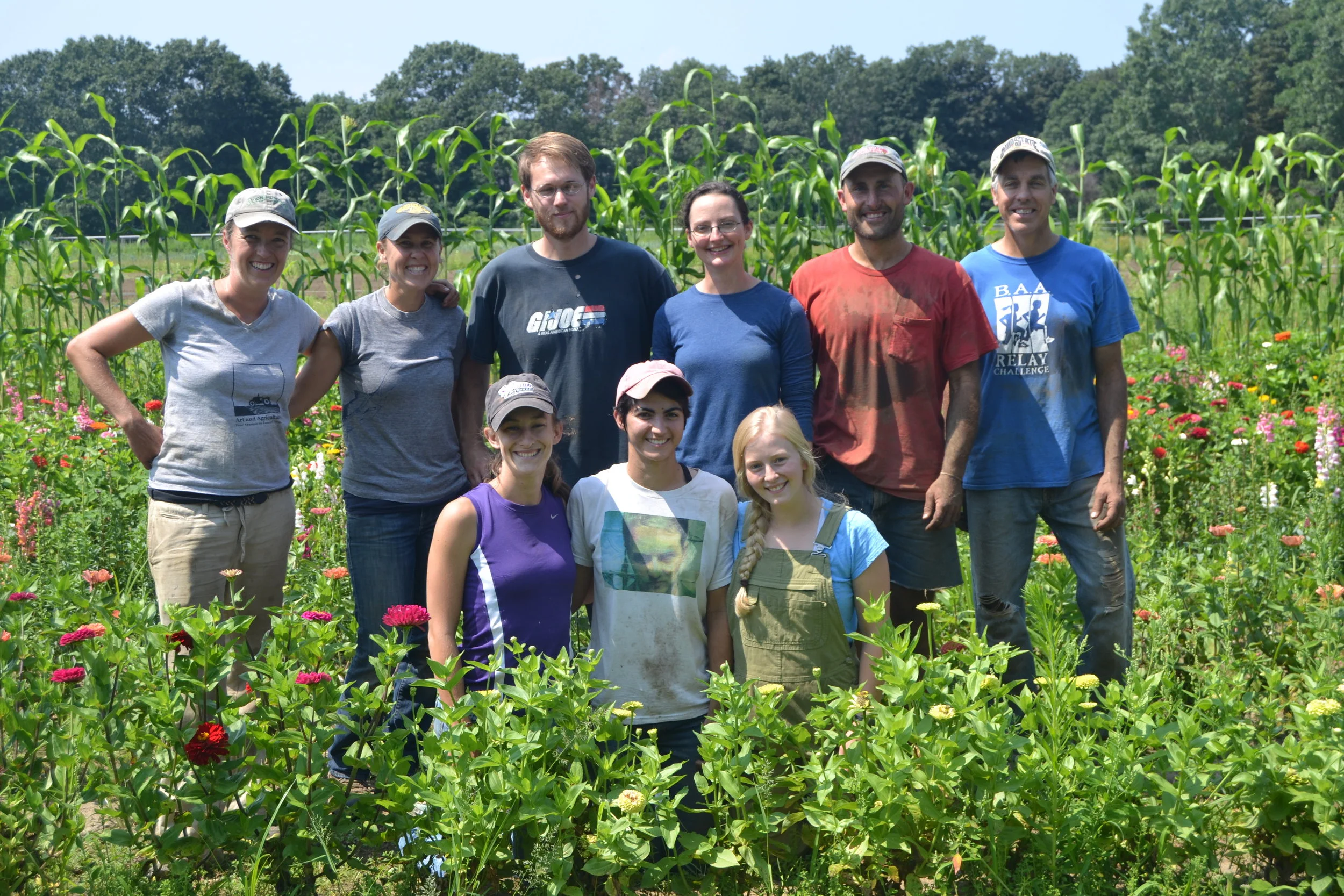 This year's field crew (back row l to r): Lise, Melissa, Dave T, Rebecca, Shaun, Dave P, (front row l to r) Erica, Miranda and Molly. This isn't even everyone who's worked on the farm this year: we've also had tons of store and greenhouse help from …
