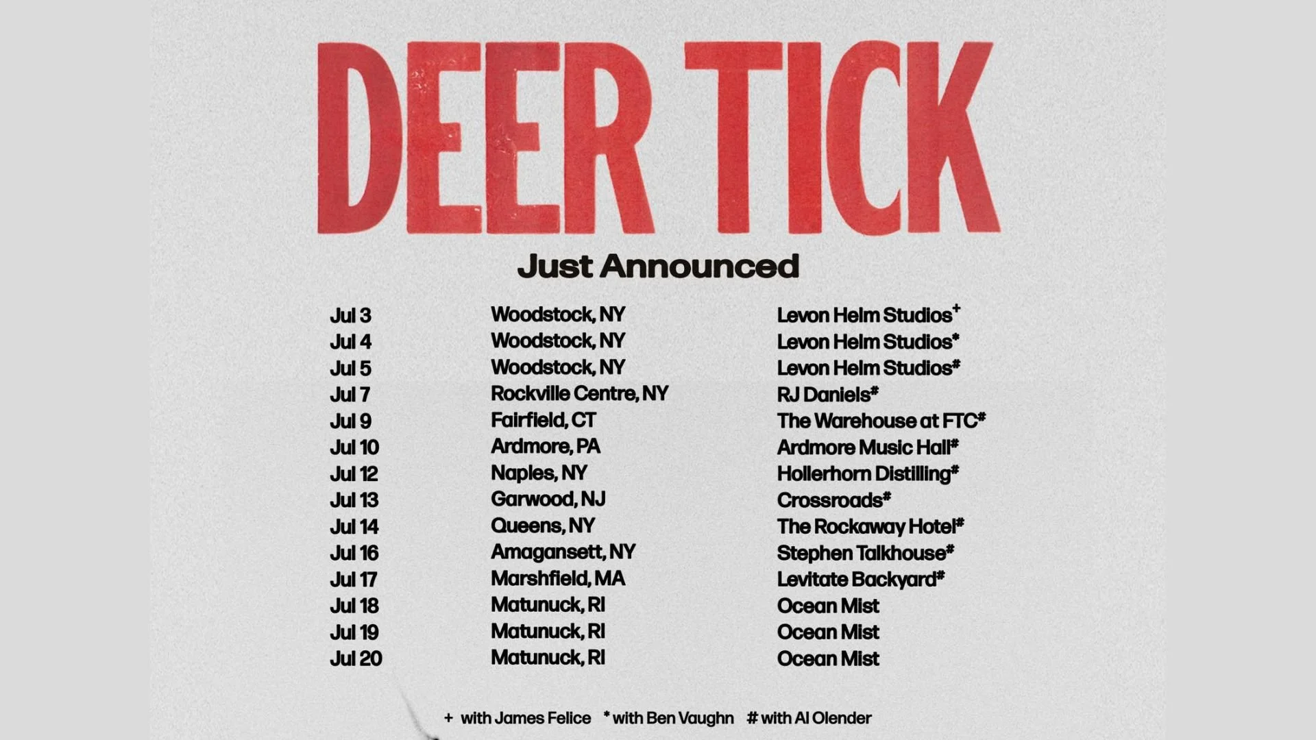 ON SALE: Al Olender on tour supporting Deer Tick