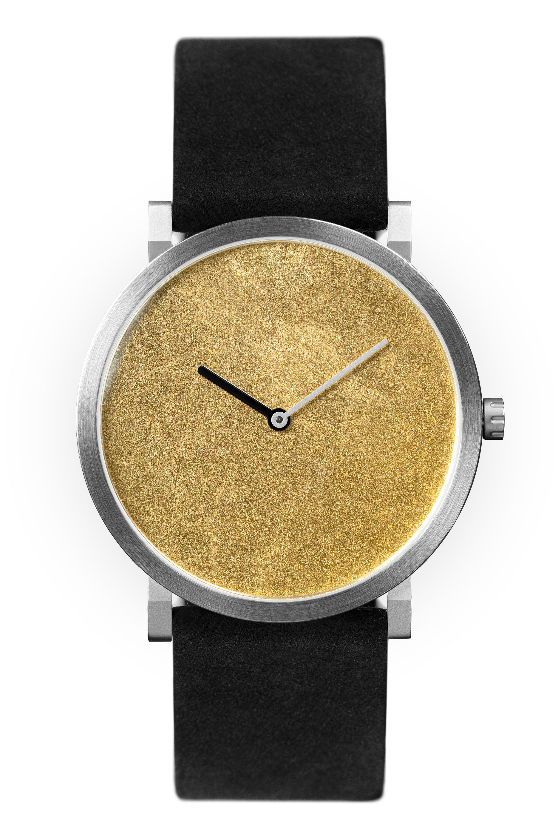 Yellow Gold leaf with black leather strap