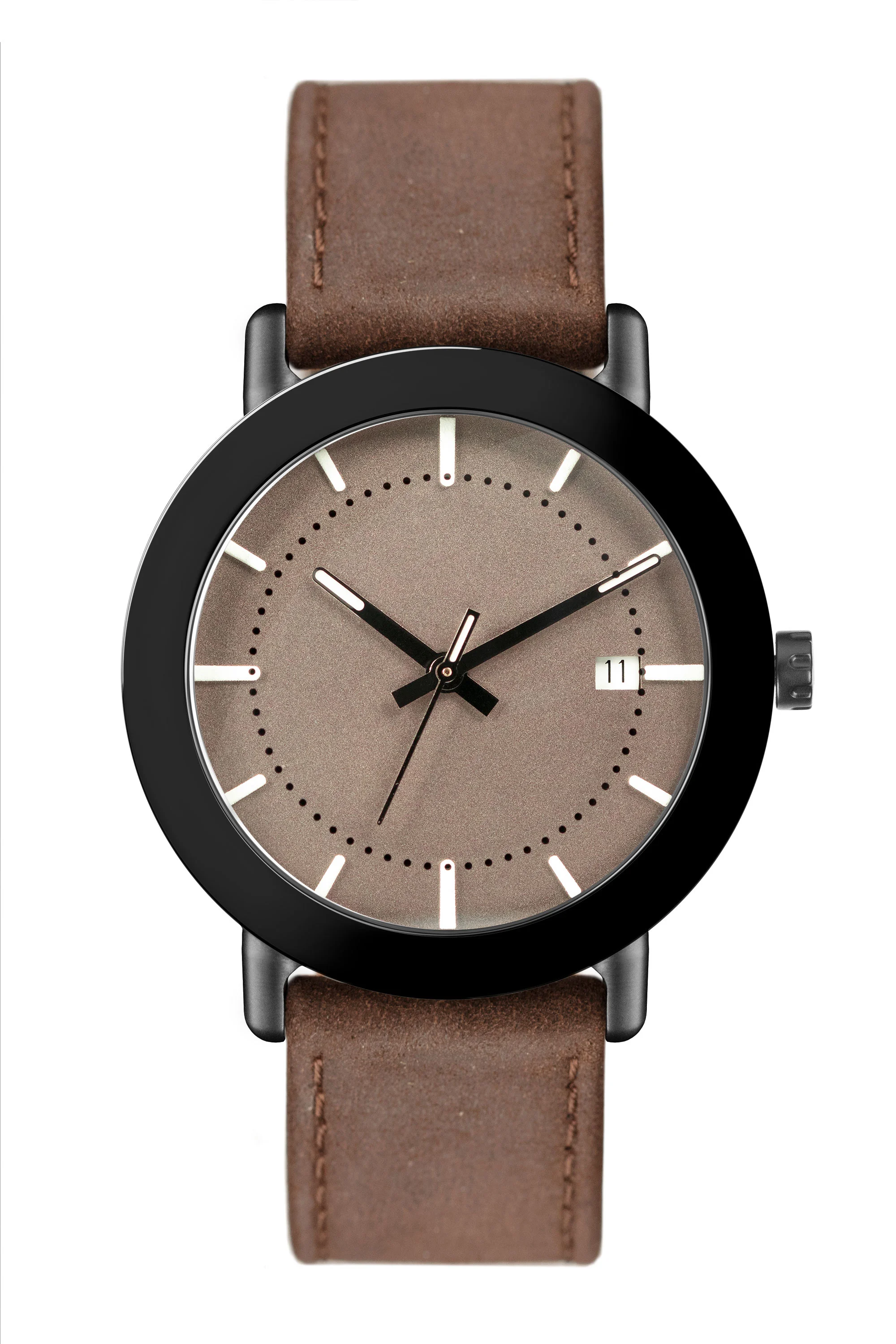 ELEVEN_Blackcase_Gloss-blackring-WarmGreyface-Dark-Brown-Bunny.jpg