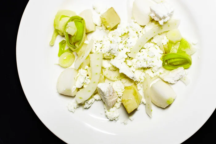 Goat's cheese, fennel, leek, turnips
