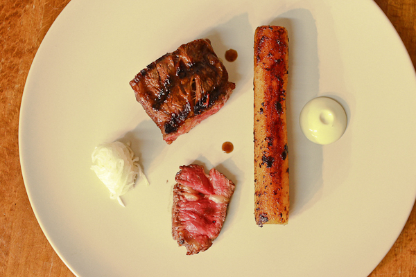 Grilled beef, oyster emulsion, turnips fermented in yoghurt whey, salsify 