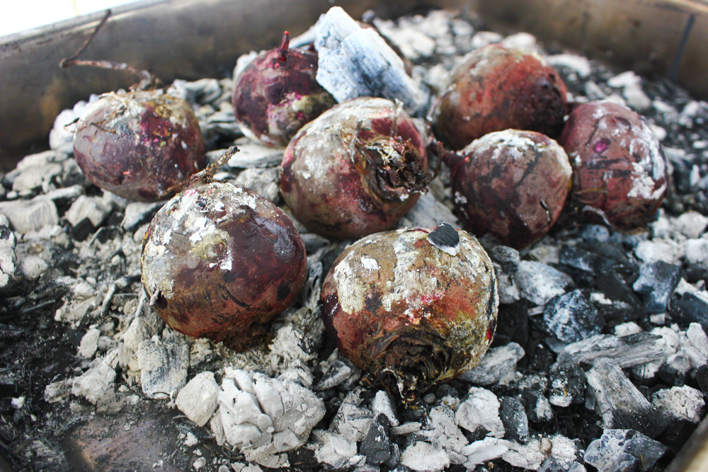  Beetroots cooked in charcoal embers 