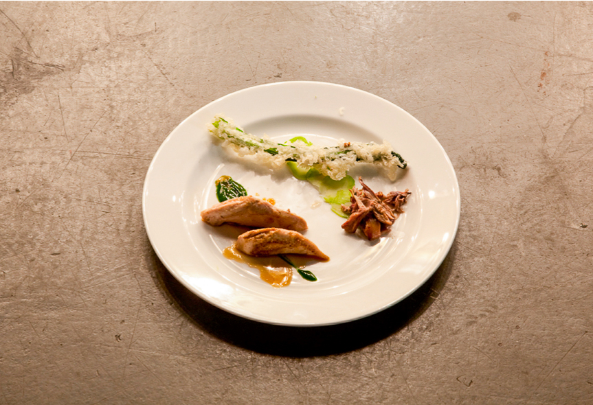  Partridge, brassica tempura, herbs and sorrel,&nbsp;London 2010 