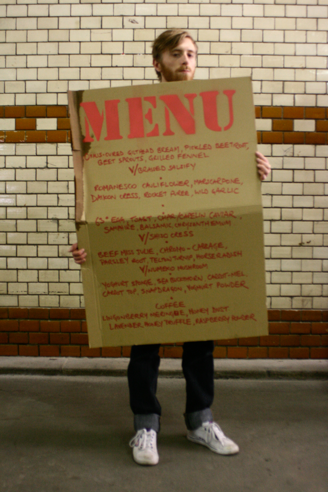 Mike with the menu,&nbsp;Berlin, 2011 (pic by B&amp;S) 