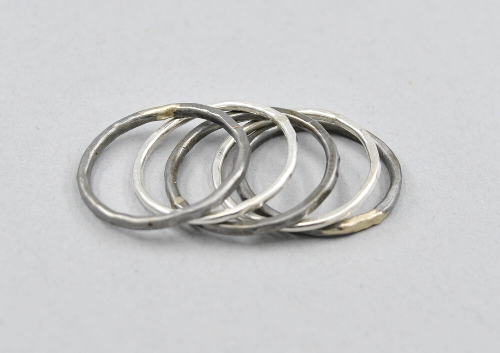 Stacking Silver and Steel Rings — April Hale Jewelry