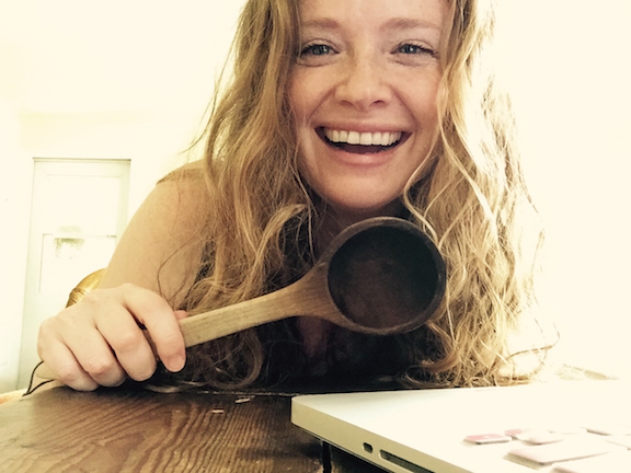 Me and my Maple wooden spoon. Always cook with wooden spoons, you guys - it's important. They hang onto your positive energy and transmit it into everything they touch.