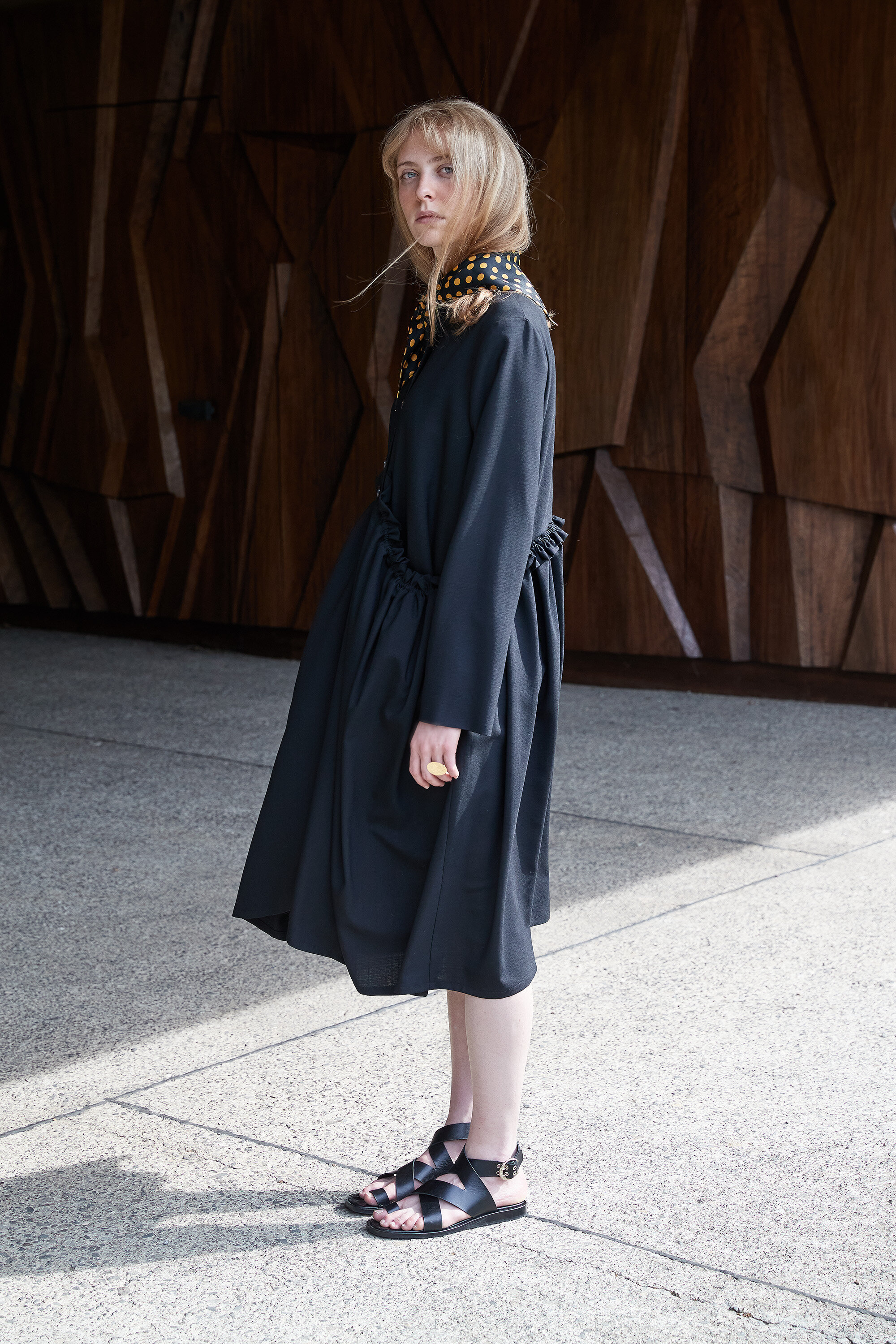 COAT DRESS LECCE with horn button front and playful pockets — claudia