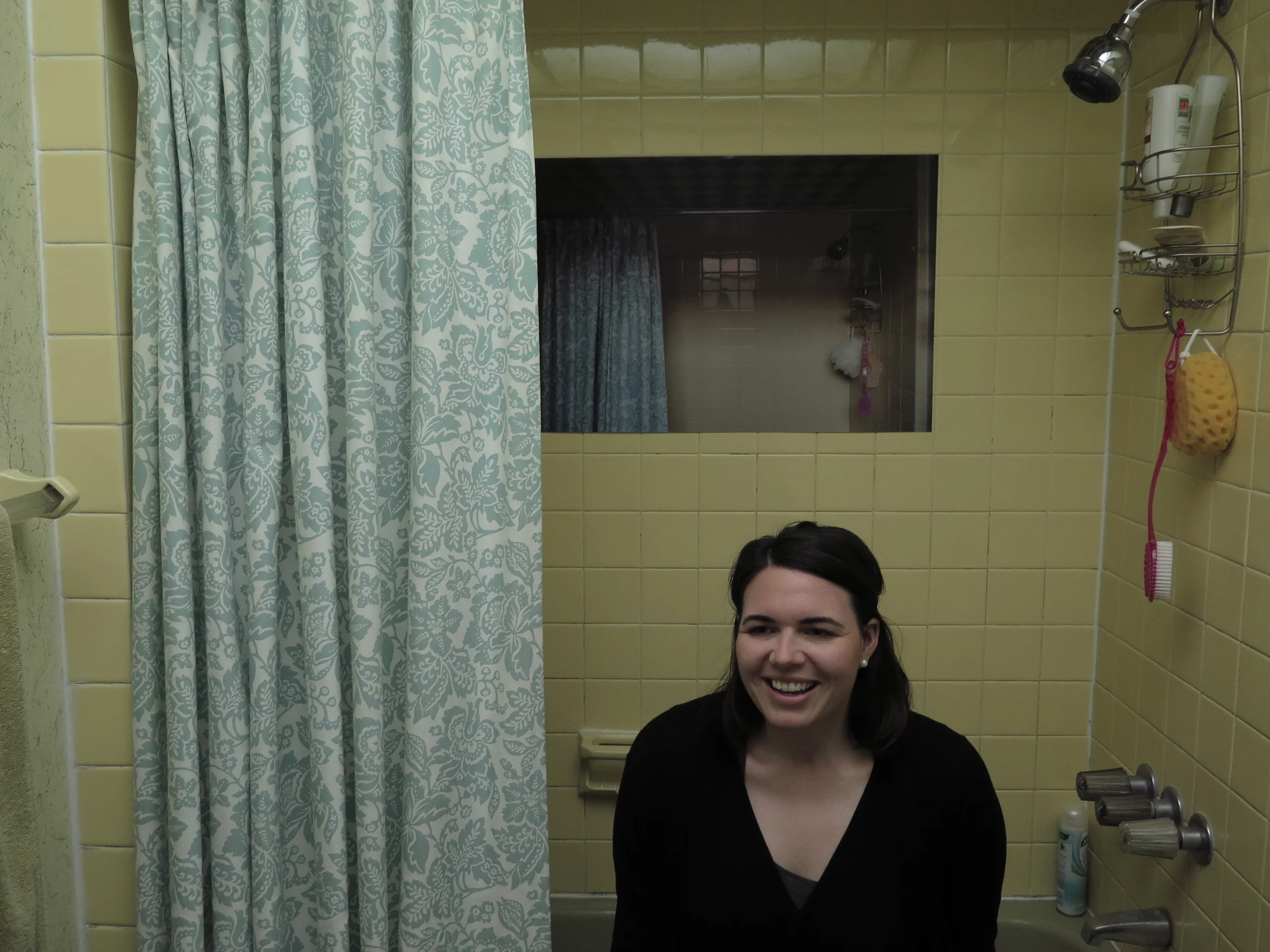     Shower No. 1    and    Cabinet No. 1      by Laura Hinely  These photographs are part of my ongoing exploration of quiet light shining on the seemingly mundane or ordinary in a specific home environment. With no manipulation of the scene during d