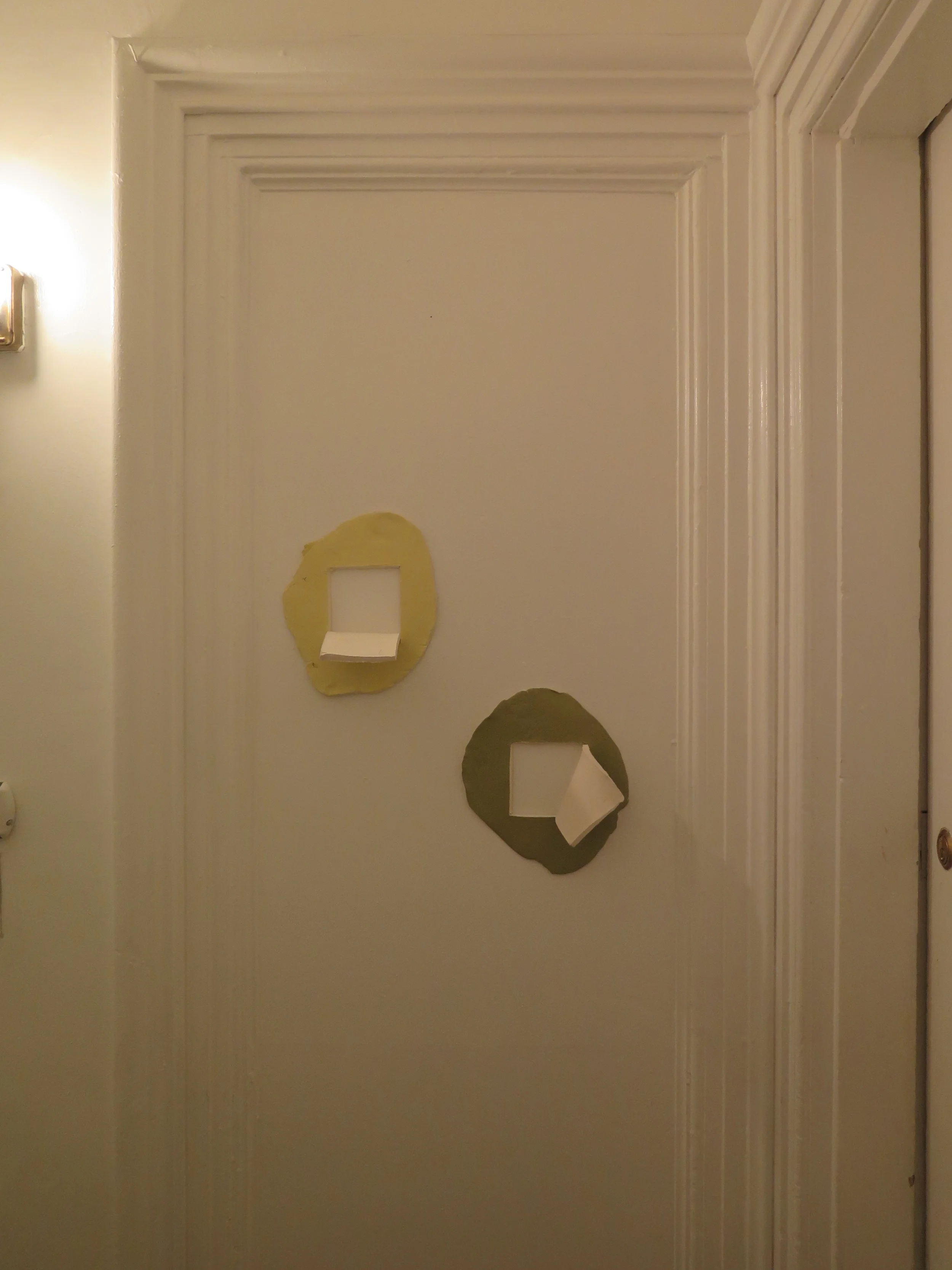 "Memory of 171 Waverly Bathroom: Pantone #'s 461C and 5773C (diptych)" by Beatrice Wolert for apARTment #2