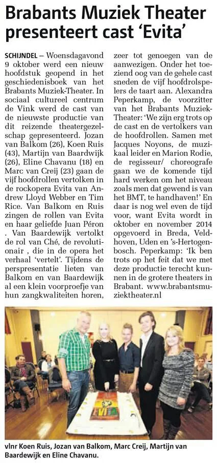 Brabants Muziek-Theater presenteert cast Evita