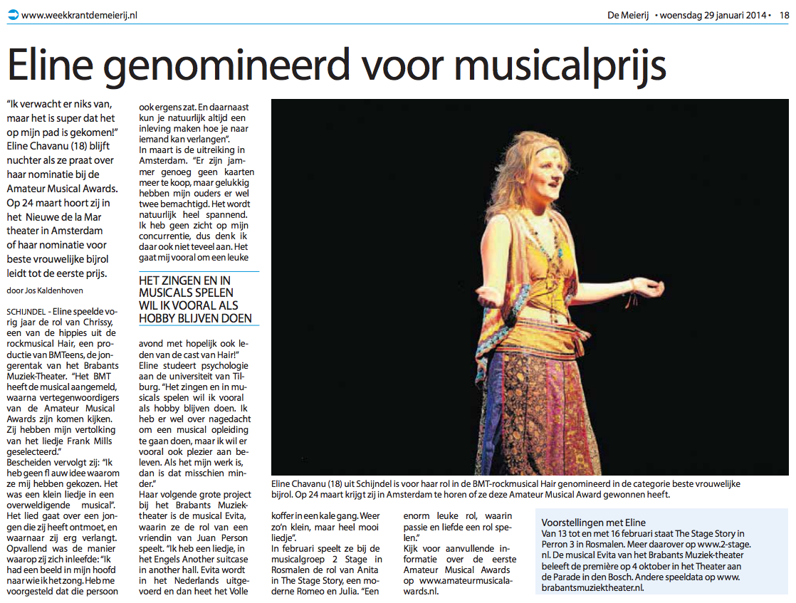 Castlid Evita genomineerd voor Amateur Musical Award