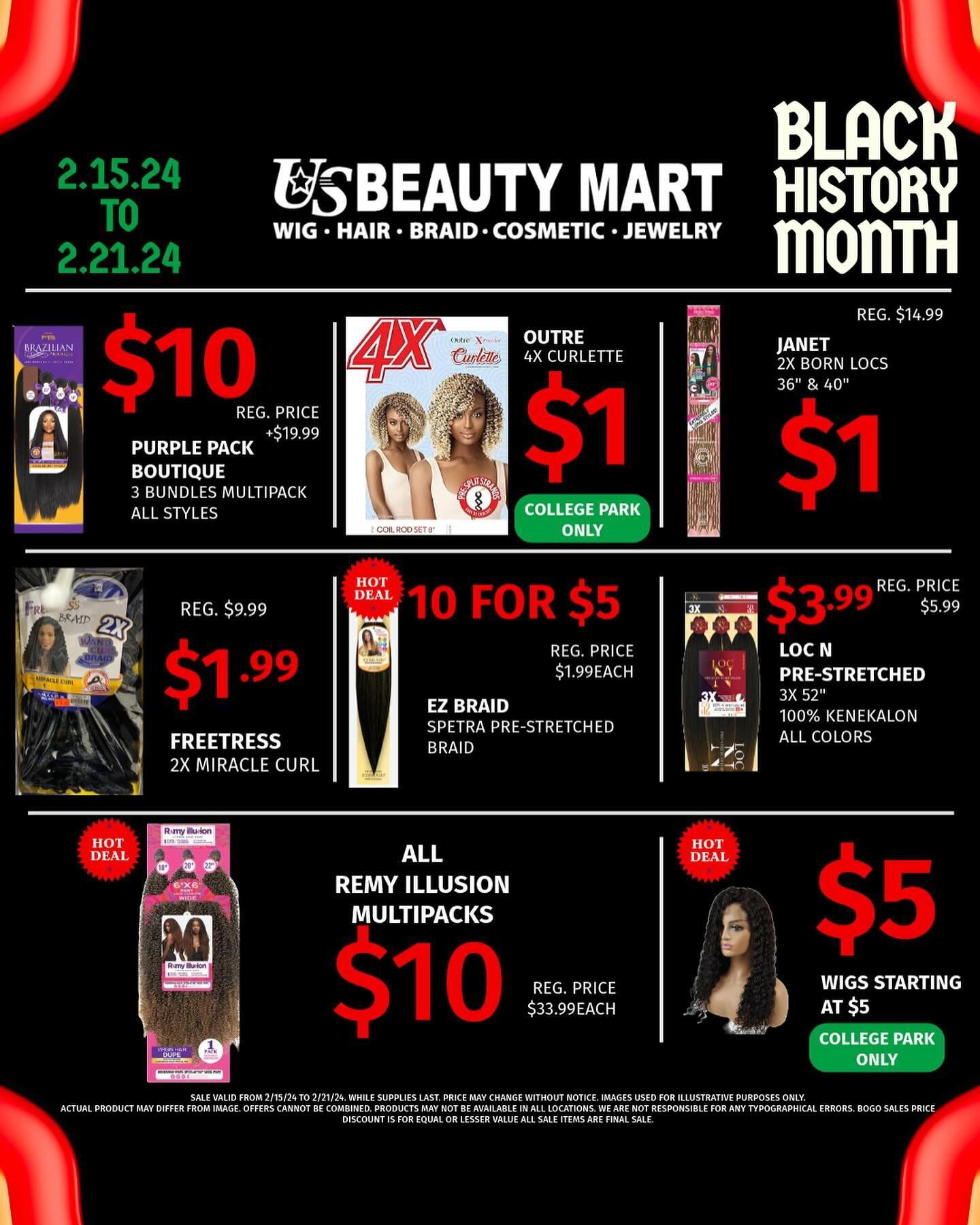💚💛❤️Black History Month❤️💛💚

To celebrate Black History Month, we have the ultimate deals for this week!!

Make sure to tag 3 friends to enter for a chance to win $50 store voucher!!

Sale valid from 2.15.24 to 2.21.24 and we have added location 