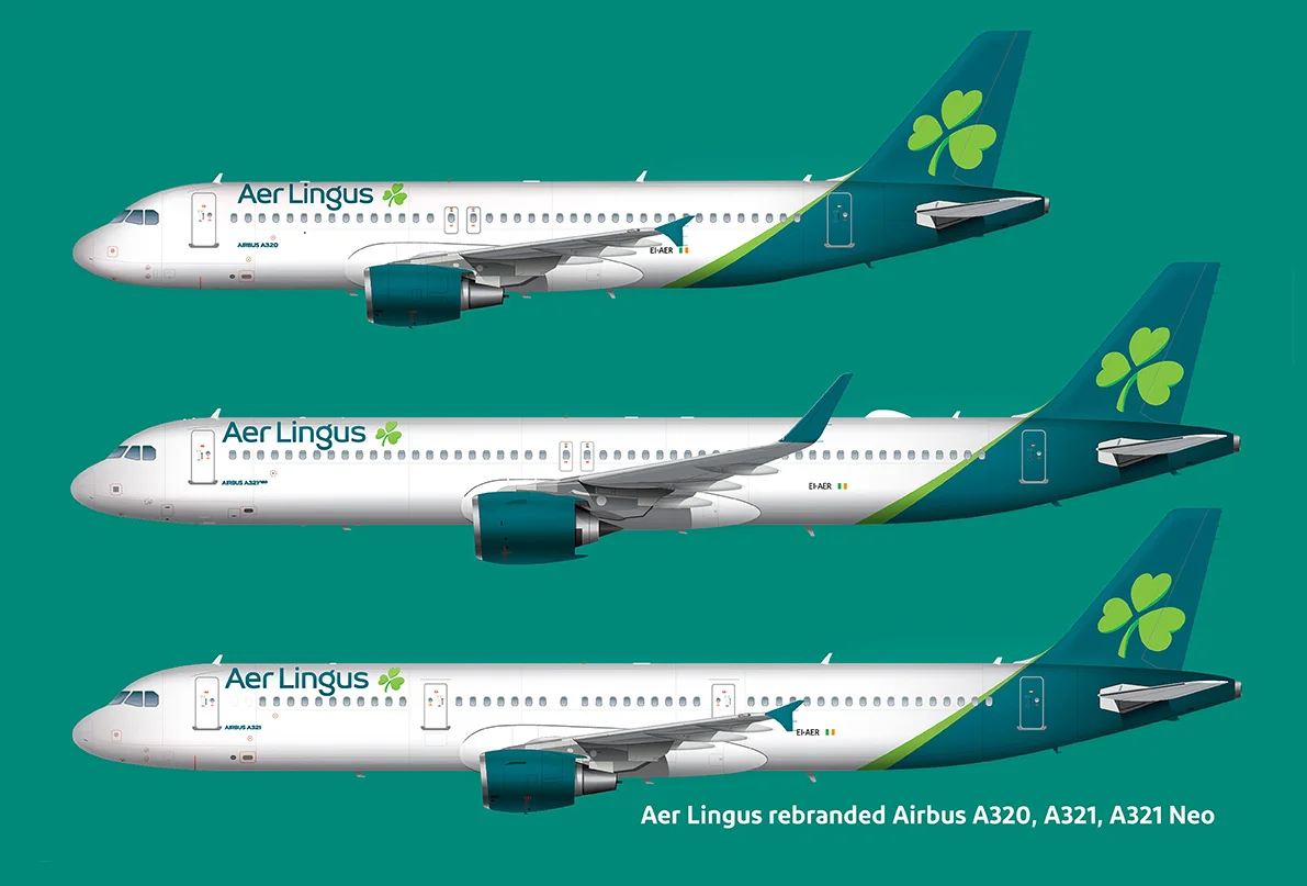 Side profiles in the new Air Lingus Livery
