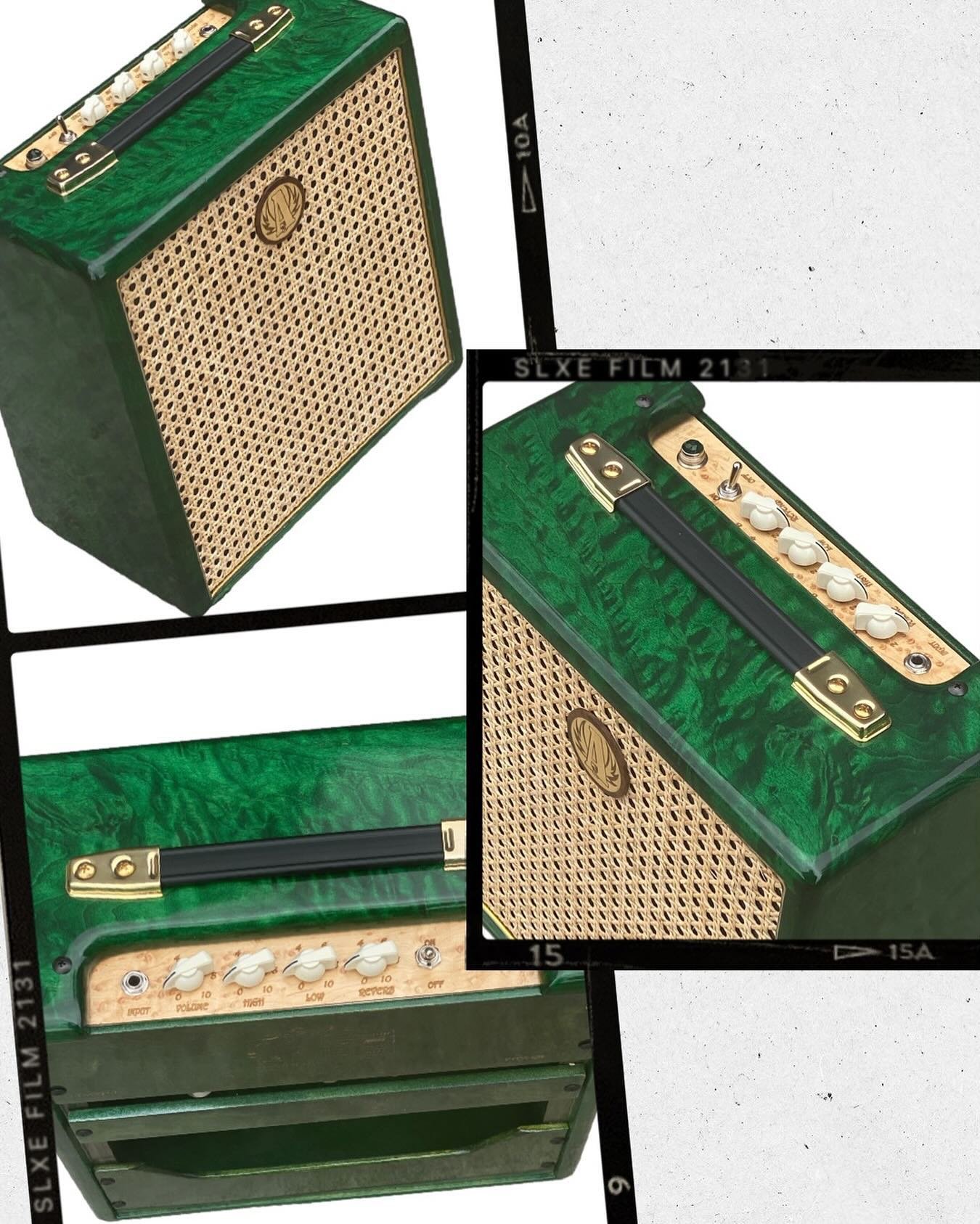 Our Latest creation - Ashen Goldy 20 hand-wired tube guitar combo housed in stunning emerald-dyed quilted maple. It looks incredible, and sounds even better. Experience the perfect blend of stunning visuals and excellent sound quality. #handwired #cu