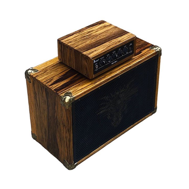 Just sold this Exclusive Ashen Vintage Elegant Bass Set: 700W amp + 112 cabinet in black limba, with a laminar port for extra low-end support. 🎸🔥 #BassGear #AmpSet #Sold #custombassgear