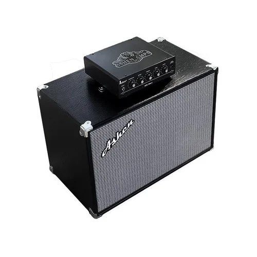 Ashen APG700 bass amp head on top of black 112 bass speaker cabinet