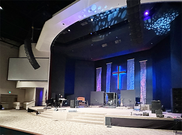 Sound system installed in a church sanctuary