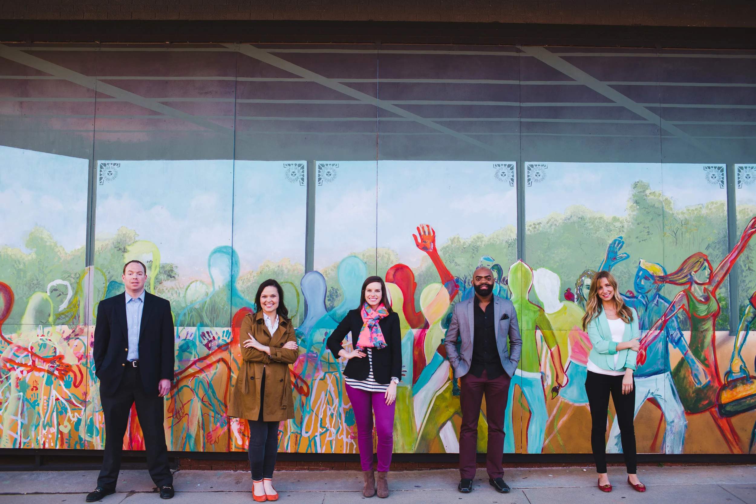 Co-chairs of Appetite for Art (L to R): Carr McLamb, Taylor Meadows, Joanna Ashe, Rich Griffis, Angel Bailey (photo by Baxter Miller )
