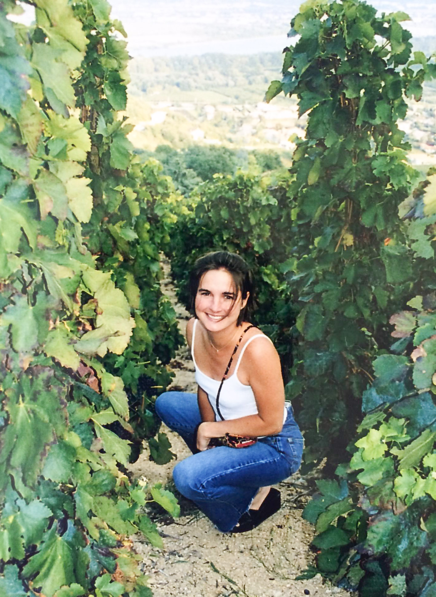 Inez at a vineyard in Condrieu, France