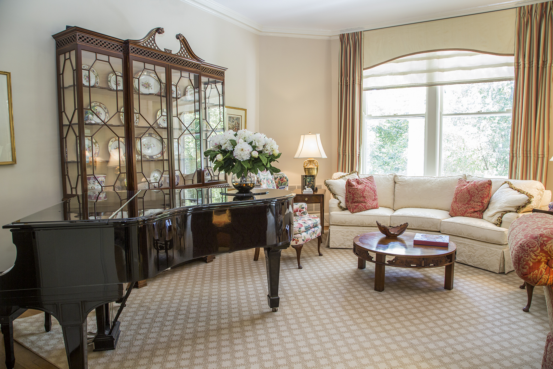 A 1906 Steinway Piano sits ready to entertain in the home's living room.